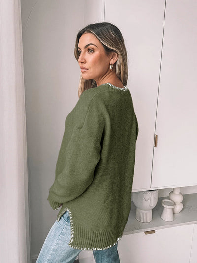 Contrast Trimmed Knit Sweater