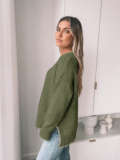 Contrast Trimmed Knit Sweater