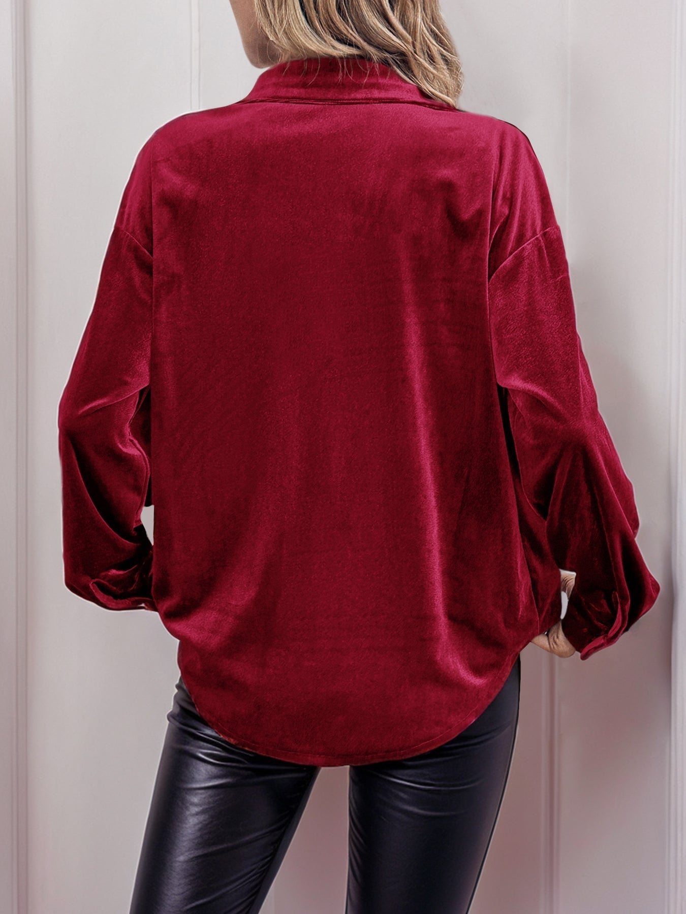 Velvet Like Button Down Shirt