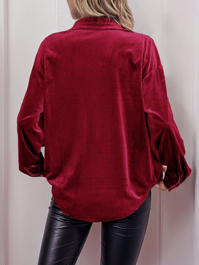 Velvet Like Button Down Shirt
