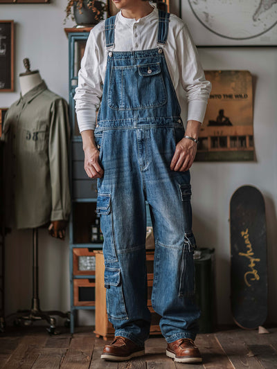 Salopette cargo en denim pour homme