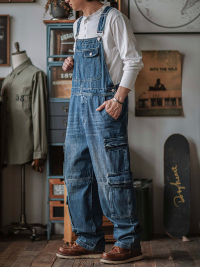 Salopette cargo en denim pour homme