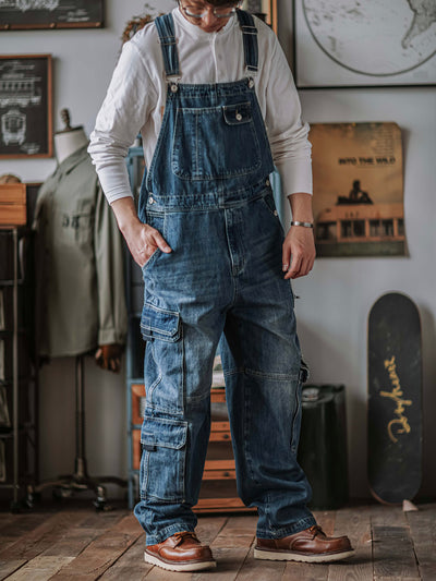 Salopette cargo en denim pour homme