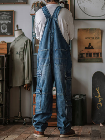 Salopette cargo en denim pour homme