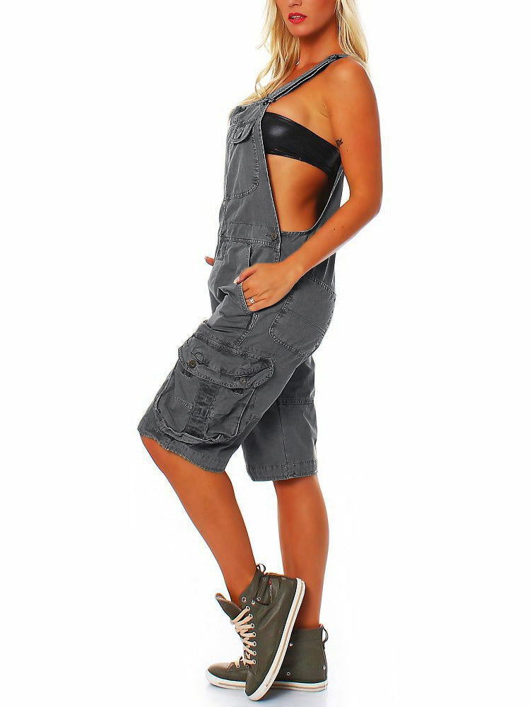 Women's Cargo Overall Shorts Dark Gray
