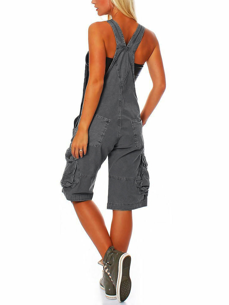 Women's Cargo Overall Shorts Dark Gray
