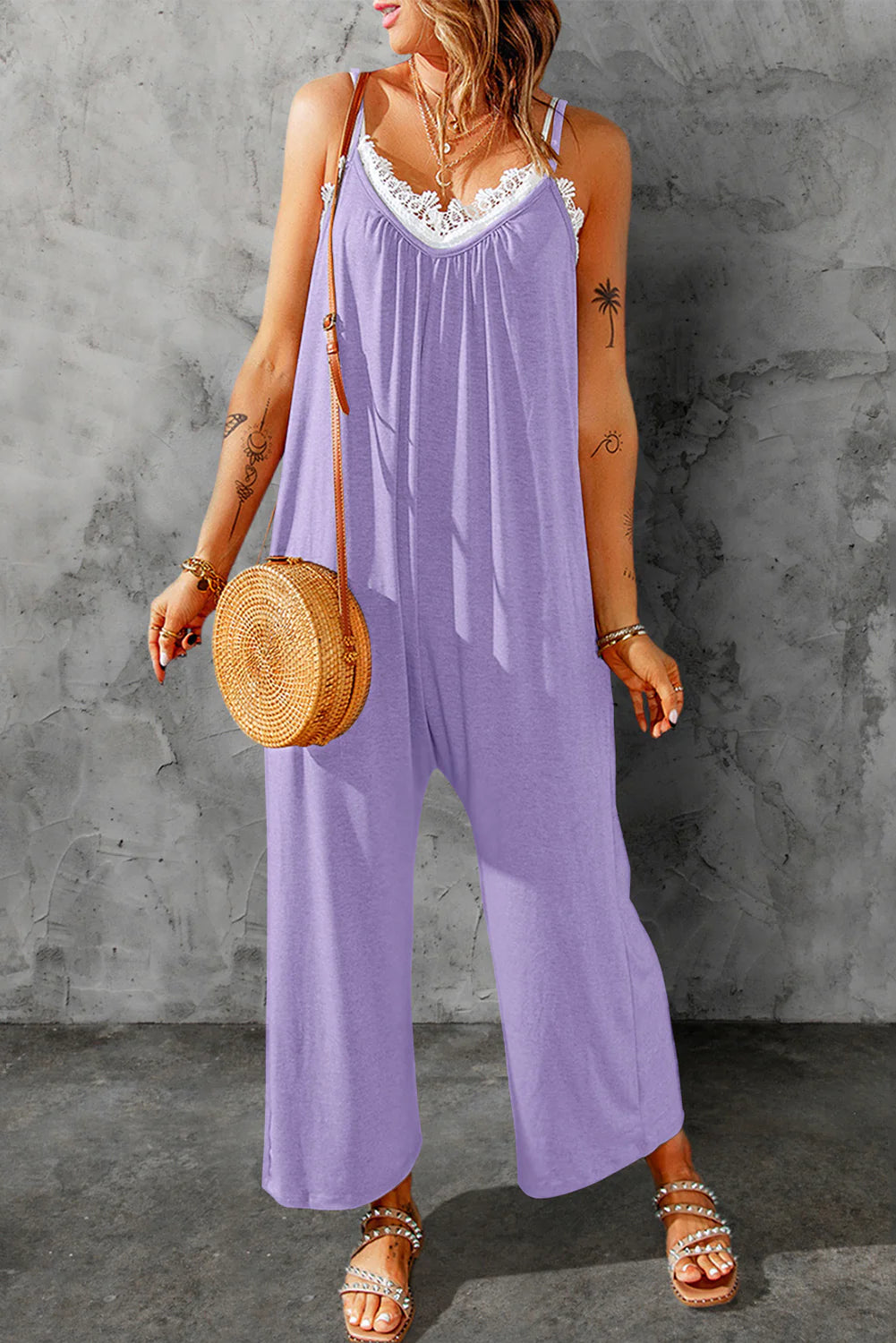 Women's Spaghetti Strap Wide Leg Jumpsuit