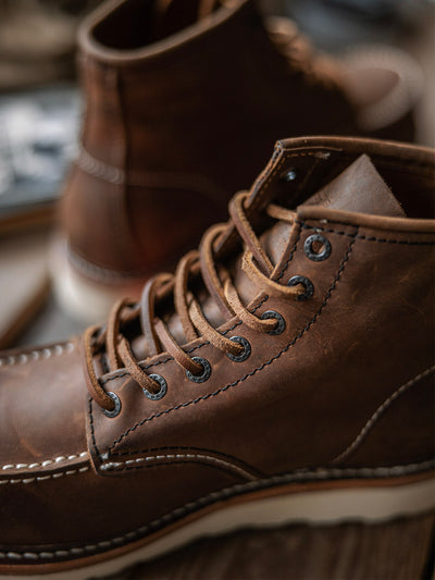 Full-Grain Leather Moc Toe Work Boots for Men