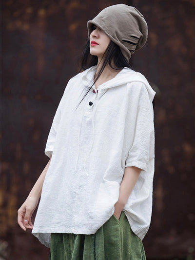 Oversized Cotton And Linen Hoodie