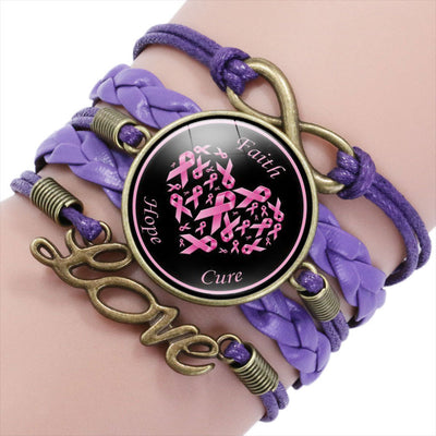 Breast Cancer Awareness Multilayer Braided Bracelet