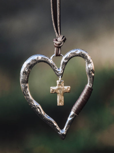 Cross in Love Heart Pendant Necklace
