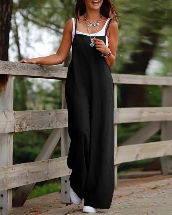 Pocket Decor Casual Suspender Jumpsuit