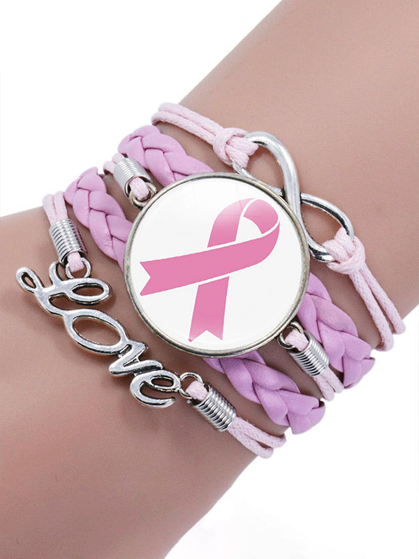 Breast Cancer Awareness Multilayer Braided Bracelet