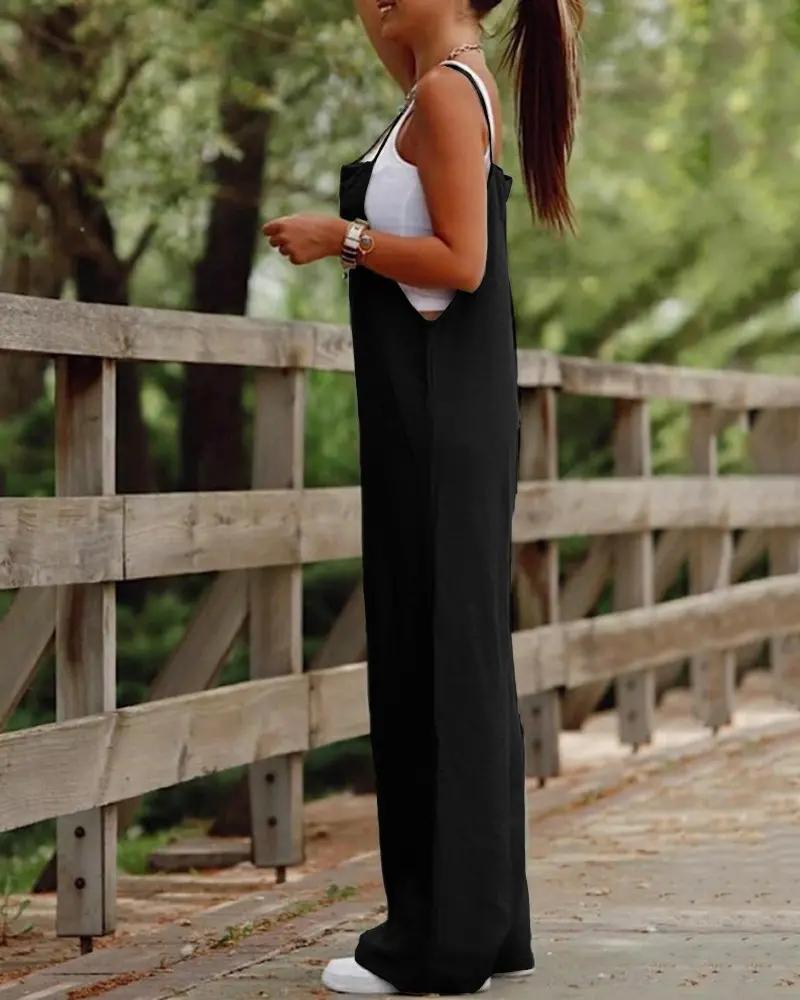 Pocket Decor Casual Suspender Jumpsuit