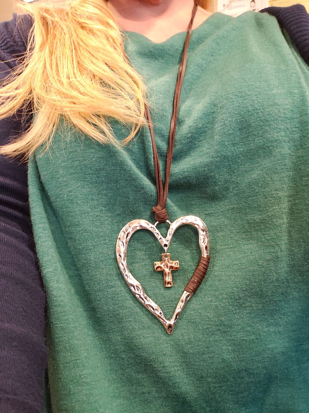 Cross in Love Heart Pendant Necklace
