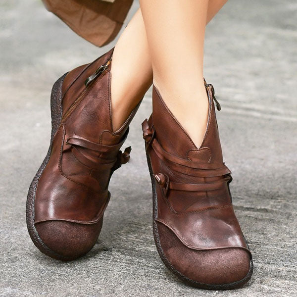 Women's Vintage-Inspired Flat Short Martin Boots