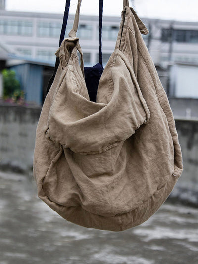 Sac à bandoulière en coton et lin avec rabat