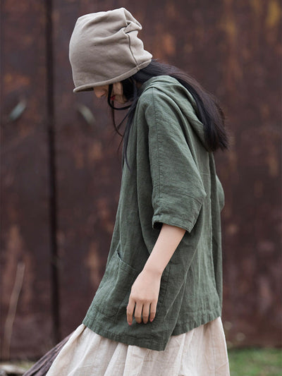 Oversized Cotton And Linen Hoodie