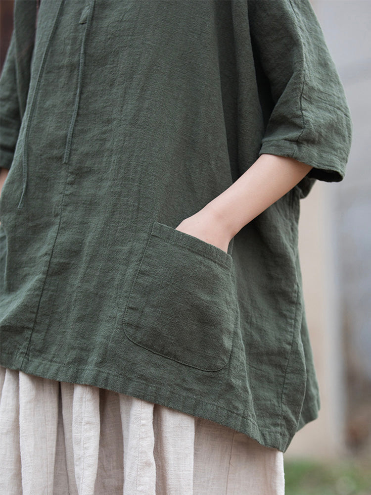 Oversized Cotton And Linen Hoodie