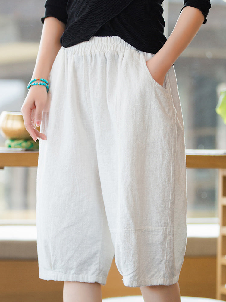 Loose Cotton Linen 1/2 Pants