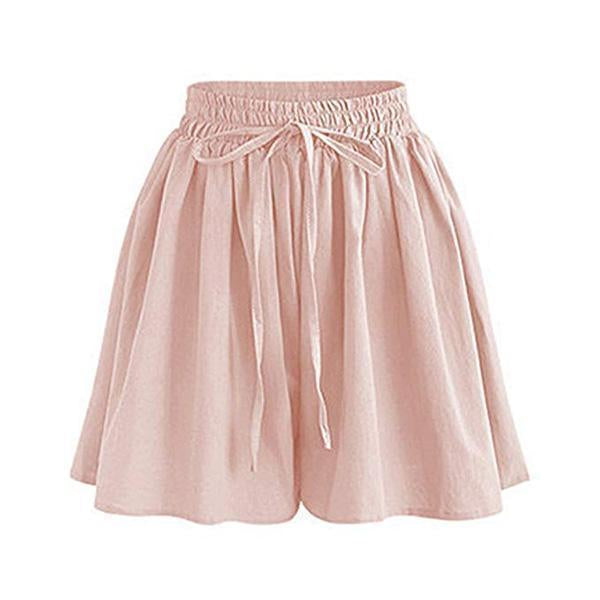 Drawstring Culottes With Side Pockets Pink