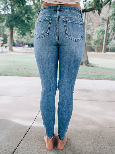 Cora Distressed Skinny Jeans - Light Blue