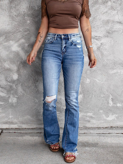Emily Distressed Flare Jeans