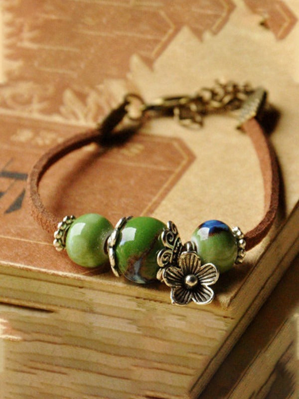 Green Ethnic Style Ceramic Beaded Bracelet