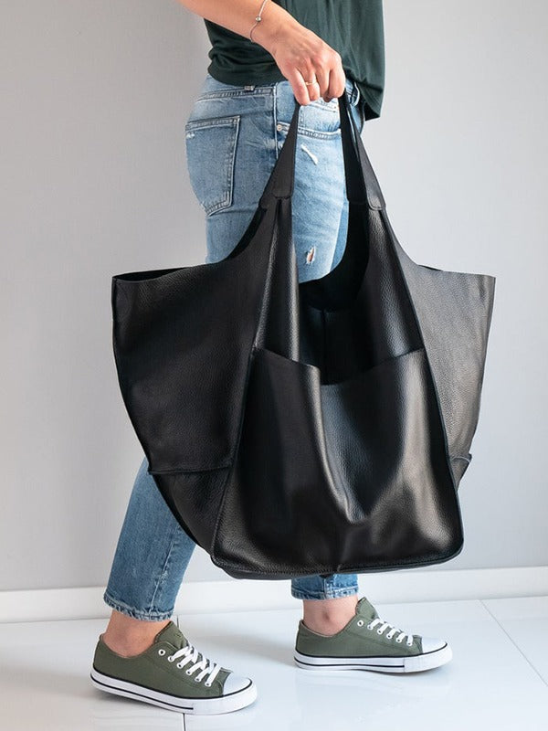 Simple Soft Leather Large Capacity One Shoulder Portable Tote
