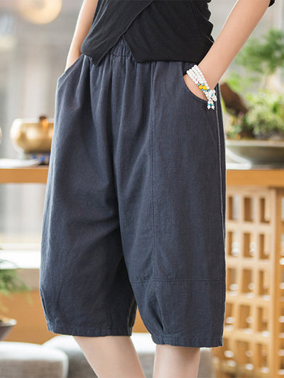 Loose Cotton Linen 1/2 Pants