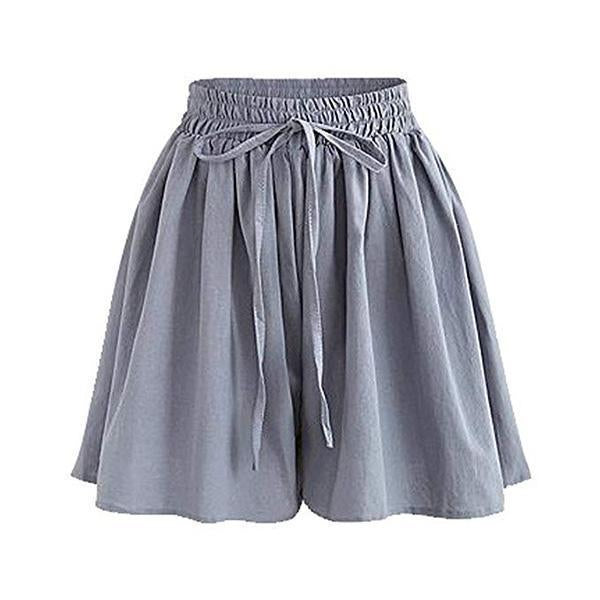 Drawstring Culottes With Side Pockets Grey