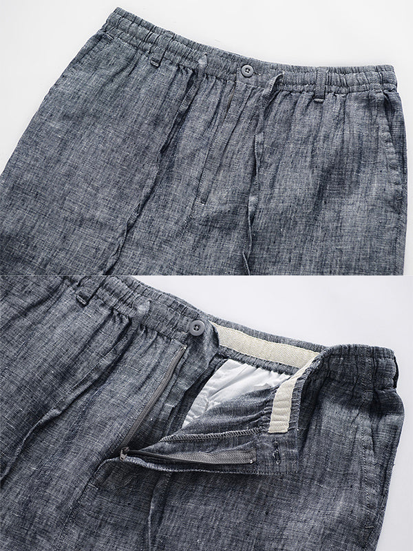 Men's 100% Linen Drawstring Pants